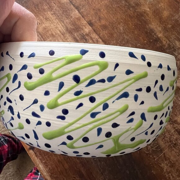 Handmade Large Abstract Colorful Pottery Bowl Signed - Picture 4 of 5